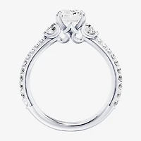 Enchanted Disney Fine Jewelry Aurora (F / Si1) Womens 2 1/5 CT. T.W. Lab Grown White Diamond 10K Gold Princess Sleeping Beauty Side Stone Engagement Ring