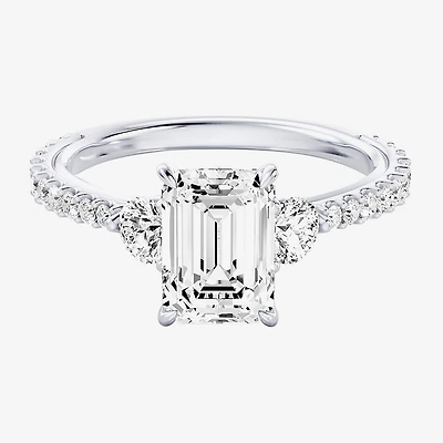 Enchanted Disney Fine Jewelry Aurora (F / Si1) Womens 2 1/5 CT. T.W. Lab Grown White Diamond 10K Gold Princess Sleeping Beauty Side Stone Engagement Ring