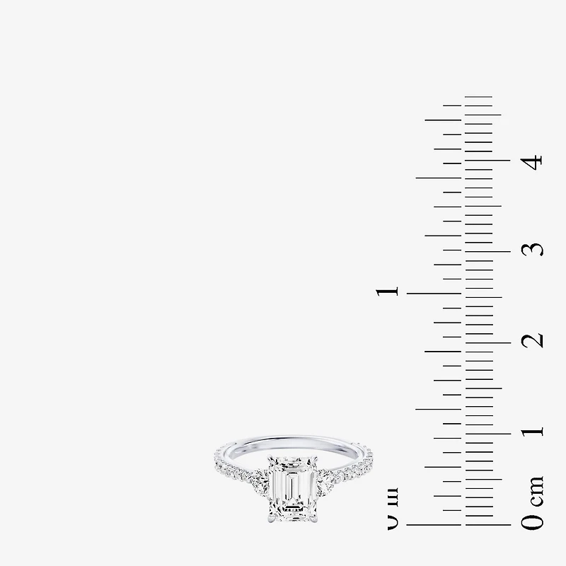 Enchanted Disney Fine Jewelry Aurora (F / Si1) Womens 2 1/5 CT. T.W. Lab Grown White Diamond 10K Gold Princess Sleeping Beauty Side Stone Engagement Ring