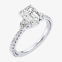 Enchanted Disney Fine Jewelry Aurora (F / Si1) Womens 2 1/5 CT. T.W. Lab Grown White Diamond 10K Gold Princess Sleeping Beauty Side Stone Engagement Ring