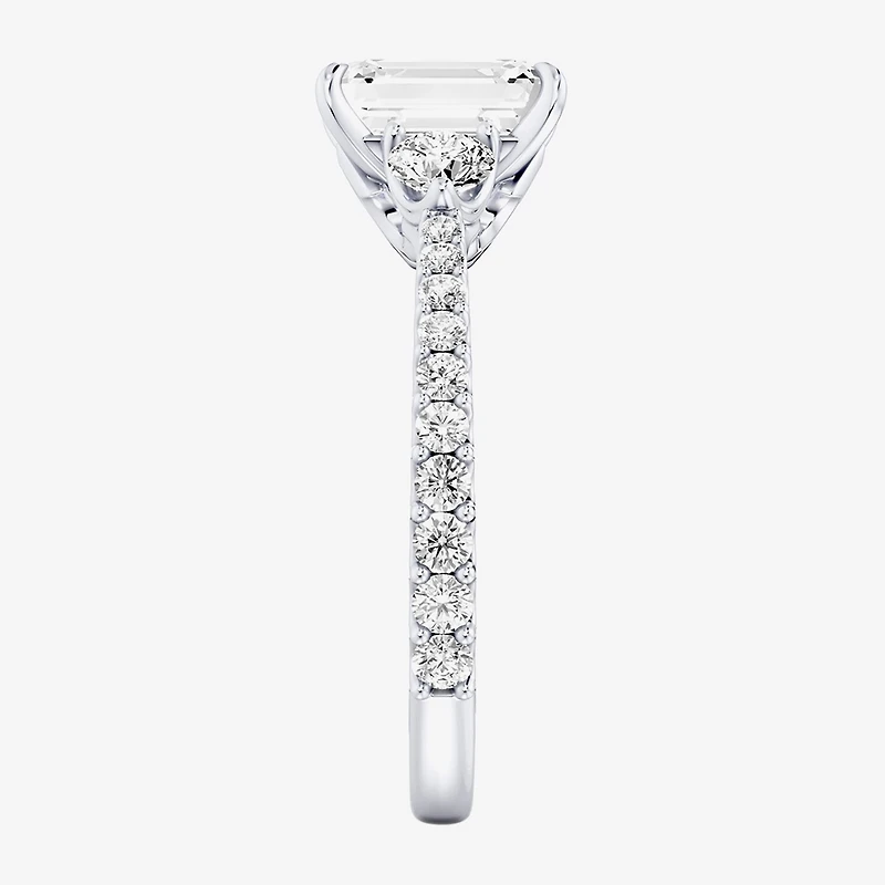 Enchanted Disney Fine Jewelry Aurora (F / Si1) Womens 2 1/5 CT. T.W. Lab Grown White Diamond 10K Gold Princess Sleeping Beauty Side Stone Engagement Ring