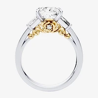 Enchanted Disney Fine Jewelry Belle (F / Si1) Womens 2 5/8 Ct. T.W. Lab Grown White Diamond 10K Gold Beauty and the Beast Princess Side Stone Engagement Ring
