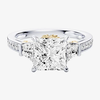 Enchanted Disney Fine Jewelry Belle (F / Si1) Womens 2 5/8 Ct. T.W. Lab Grown White Diamond 10K Gold Beauty and the Beast Princess Side Stone Engagement Ring