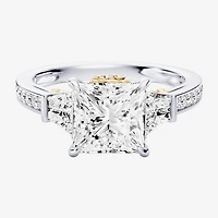 Enchanted Disney Fine Jewelry Belle (F / Si1) Womens 2 5/8 Ct. T.W. Lab Grown White Diamond 10K Gold Beauty and the Beast Princess Side Stone Engagement Ring