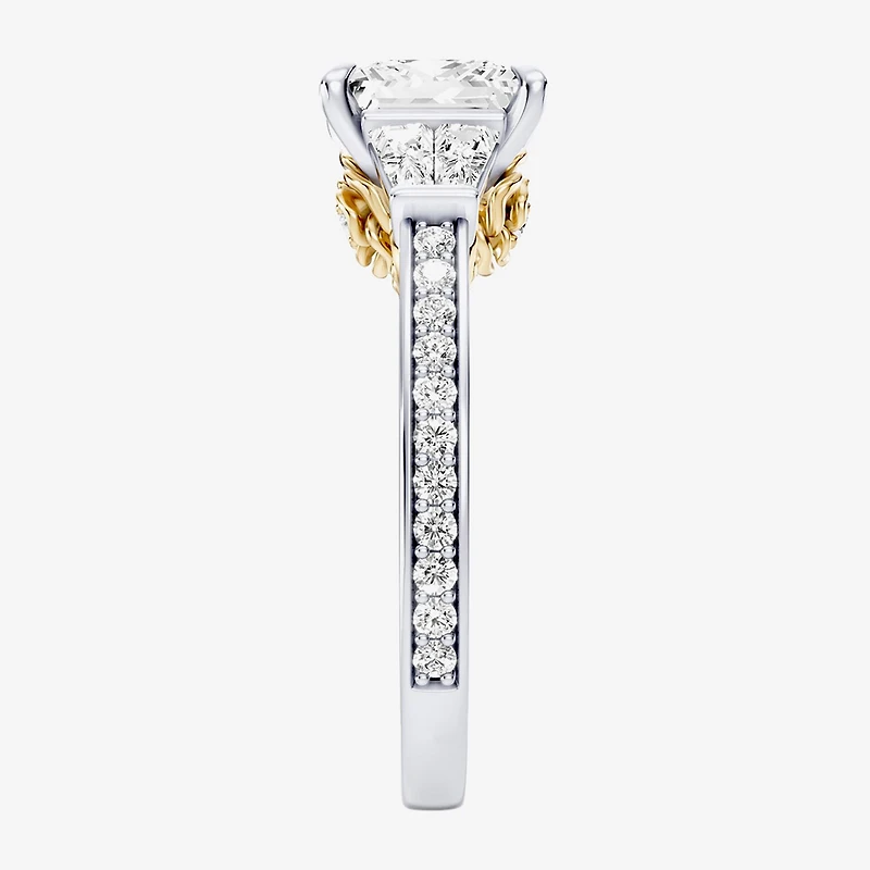 Enchanted Disney Fine Jewelry Belle (F / Si1) Womens 2 5/8 Ct. T.W. Lab Grown White Diamond 10K Gold Beauty and the Beast Princess Side Stone Engagement Ring