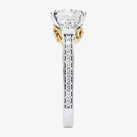 Enchanted Disney Fine Jewelry Belle (F / Si1) Womens 2 5/8 Ct. T.W. Lab Grown White Diamond 10K Gold Beauty and the Beast Princess Side Stone Engagement Ring