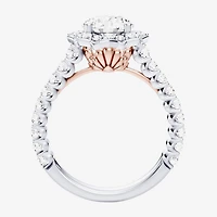 Enchanted Disney Fine Jewelry Ariel (F / Si1) Womens 2 1/3 CT. T.W. Lab Grown White Diamond 10K Gold Princess The Little Mermaid Side Stone Halo Engagement Ring