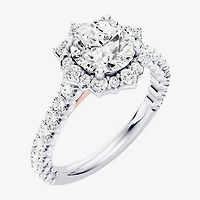 Enchanted Disney Fine Jewelry Ariel (F / Si1) Womens 2 1/3 CT. T.W. Lab Grown White Diamond 10K Gold Princess The Little Mermaid Side Stone Halo Engagement Ring