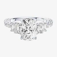 Enchanted Disney Fine Jewelry Ariel (F / Si1) Womens 3 3/8 Ct. T.W. Lab Grown White Diamond 10K Gold Princess The Little Mermaid Side Stone Engagement Ring