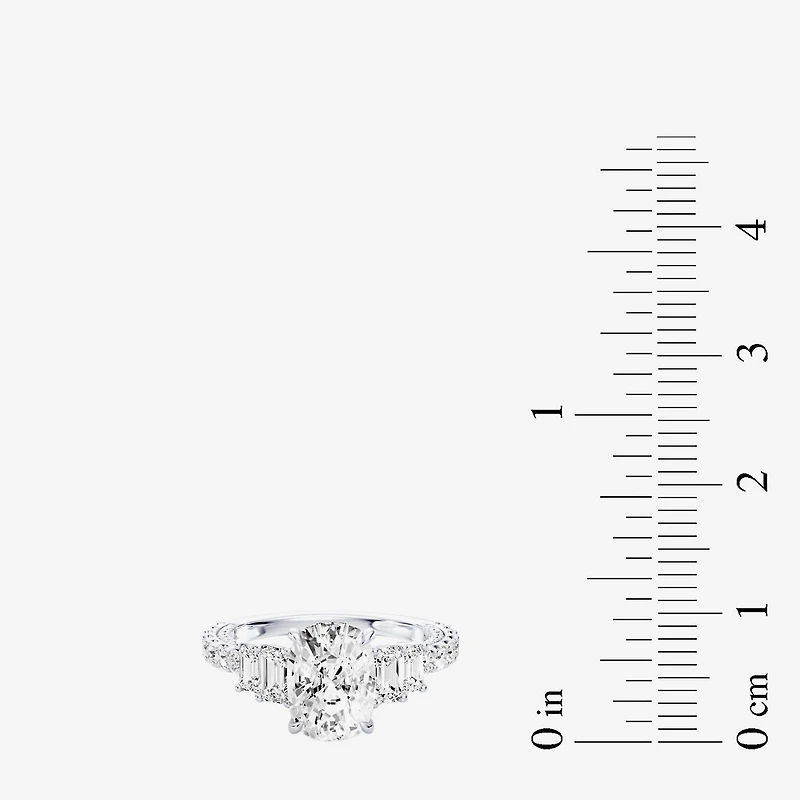 Enchanted Disney Fine Jewelry Ariel (F / Si1) Womens 3 3/8 Ct. T.W. Lab Grown White Diamond 10K Gold Princess The Little Mermaid Side Stone Engagement Ring