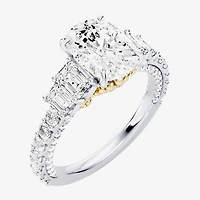 Enchanted Disney Fine Jewelry Ariel (F / Si1) Womens 3 3/8 Ct. T.W. Lab Grown White Diamond 10K Gold Princess The Little Mermaid Side Stone Engagement Ring