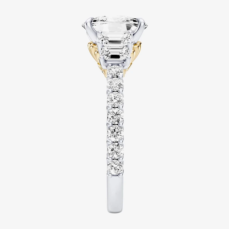Enchanted Disney Fine Jewelry Ariel (F / Si1) Womens 3 3/8 Ct. T.W. Lab Grown White Diamond 10K Gold Princess The Little Mermaid Side Stone Engagement Ring
