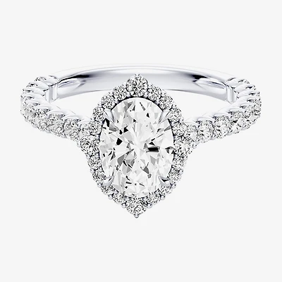 Enchanted Disney Fine Jewelry Cinderella (F / Si1) Womens 2 1/2 CT. T.W. Lab Grown White Diamond 10K Gold Princess Side Stone Halo Engagement Ring