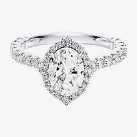 Enchanted Disney Fine Jewelry Cinderella (F / Si1) Womens 2 1/2 CT. T.W. Lab Grown White Diamond 10K Gold Princess Side Stone Halo Engagement Ring