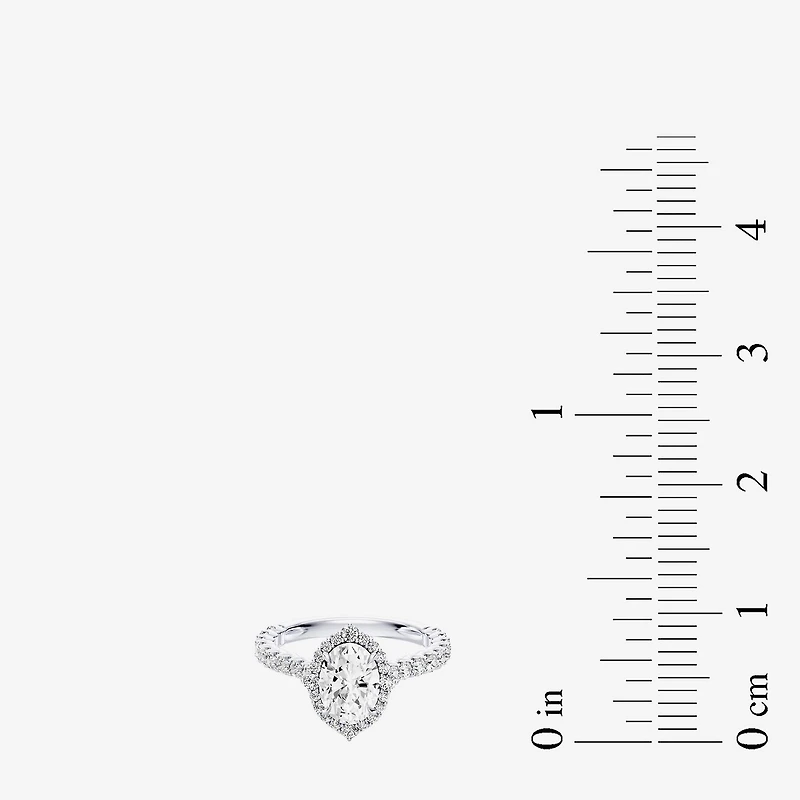 Enchanted Disney Fine Jewelry Cinderella (F / Si1) Womens 2 1/2 CT. T.W. Lab Grown White Diamond 10K Gold Princess Side Stone Halo Engagement Ring