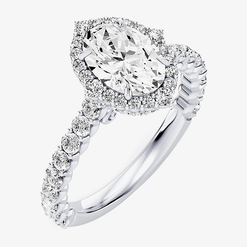 Enchanted Disney Fine Jewelry Cinderella (F / Si1) Womens 2 1/2 CT. T.W. Lab Grown White Diamond 10K Gold Princess Side Stone Halo Engagement Ring