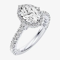 Enchanted Disney Fine Jewelry Cinderella (F / Si1) Womens 2 1/2 CT. T.W. Lab Grown White Diamond 10K Gold Princess Side Stone Halo Engagement Ring