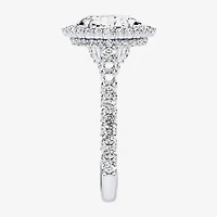 Enchanted Disney Fine Jewelry Cinderella (F / Si1) Womens 2 1/2 CT. T.W. Lab Grown White Diamond 10K Gold Princess Side Stone Halo Engagement Ring