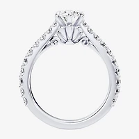 Enchanted Disney Fine Jewelry Ariel (F / Si1) Womens 2 1/8 Ct. T.W. Lab Grown White Diamond 10K Gold Marquise Princess The Little Mermaid Side Stone Engagement Ring