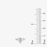 Enchanted Disney Fine Jewelry Ariel (F / Si1) Womens 2 1/8 Ct. T.W. Lab Grown White Diamond 10K Gold Marquise Princess The Little Mermaid Side Stone Engagement Ring