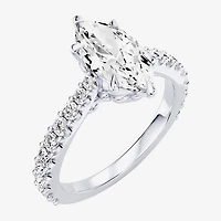 Enchanted Disney Fine Jewelry Ariel (F / Si1) Womens 2 1/8 Ct. T.W. Lab Grown White Diamond 10K Gold Marquise Princess The Little Mermaid Side Stone Engagement Ring