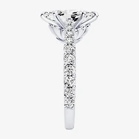 Enchanted Disney Fine Jewelry Ariel (F / Si1) Womens 2 1/8 Ct. T.W. Lab Grown White Diamond 10K Gold Marquise Princess The Little Mermaid Side Stone Engagement Ring