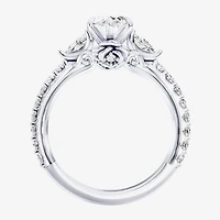 Enchanted Disney Fine Jewelry Belle (F / Si1) Womens 2 1/3 CT. T.W. Lab Grown White Diamond 10K Gold Marquise Beauty and the Beast Princess Side Stone Engagement Ring