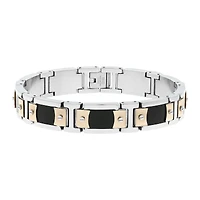 Mens Stainless Steel & Rose-Tone IP Link Bracelet