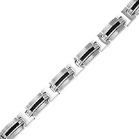 Mens Stainless Steel Railroad Link Bracelet