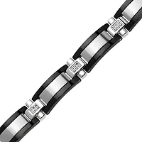 Mens ¼ CT. T.W. Diamond Stainless Steel & Black IP Link Bracelet
