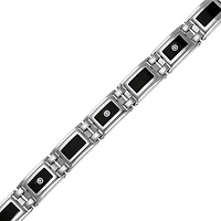Mens 1/8 CT. T.W. Diamond Stainless Steel & Resin Link Bracelet