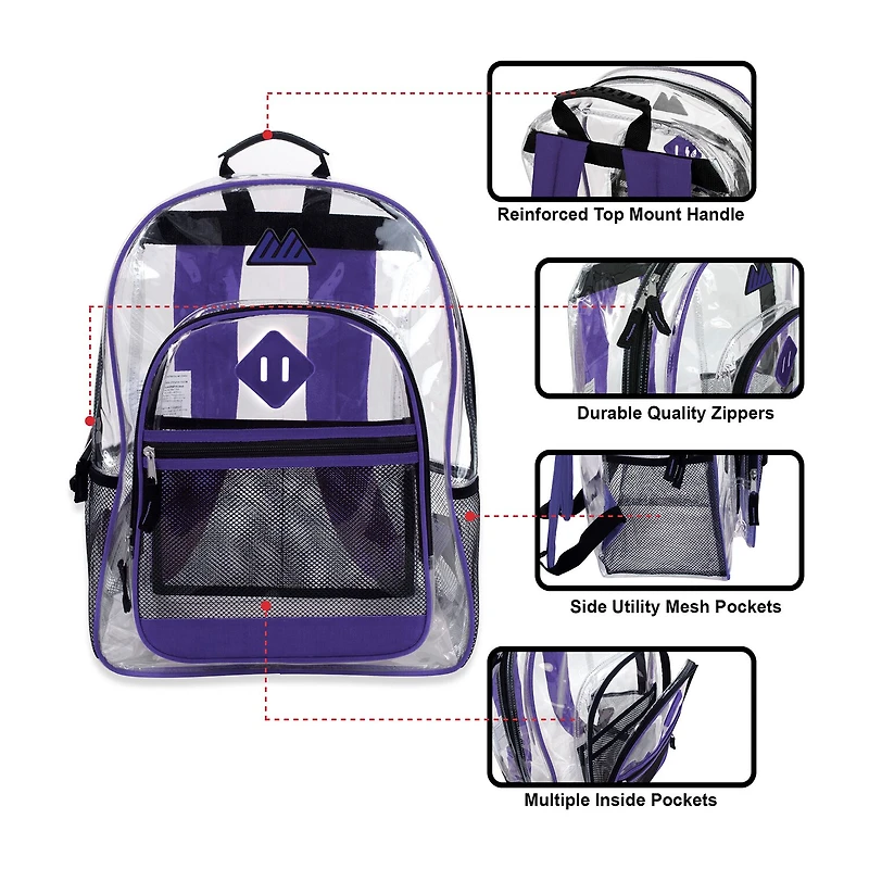 Summit Ridge Delux Clear Backpack With Mesh