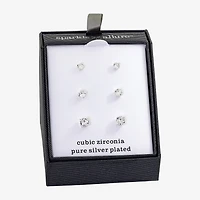 Sparkle Allure Womens Cubic Zirconia 3 Pair Earring Set