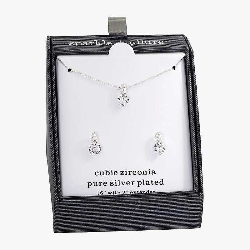 Sparkle Allure Womens /2 CT. T.W. Cubic Zirconia Pure Silver Over Brass 2-pc. Jewelry Set