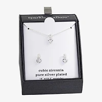 Sparkle Allure Womens /2 CT. T.W. Cubic Zirconia Pure Silver Over Brass 2-pc. Jewelry Set