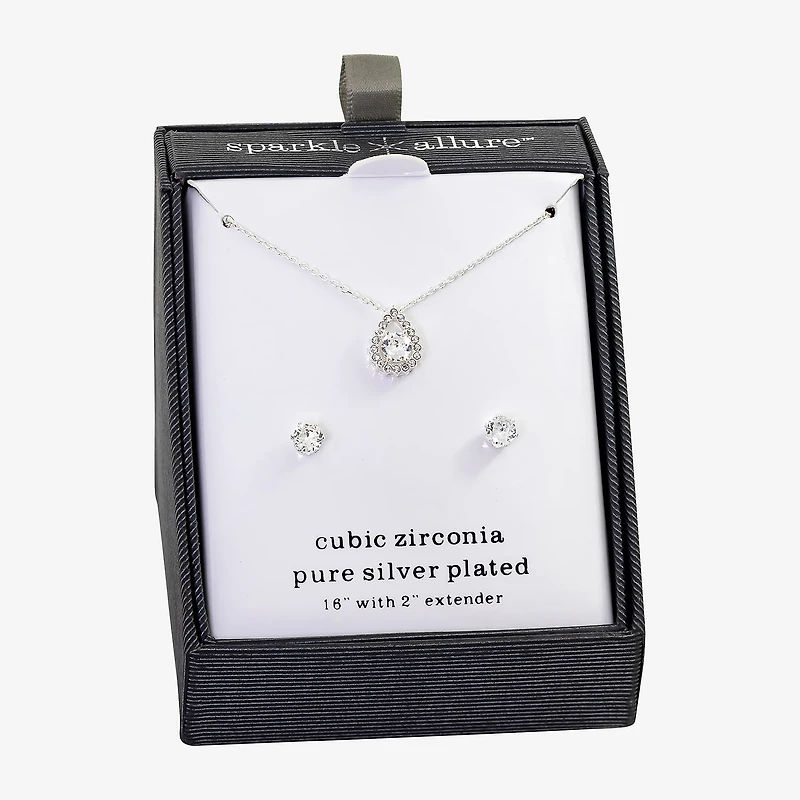 Sparkle Allure Womens 1 7/8 CT. T.W. Pure Silver Over Brass 2-pc. Jewelry Set