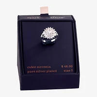 Sparkle Allure Womens White Cubic Zirconia Pure Silver Over Brass Hypoallergenic Cocktail Ring
