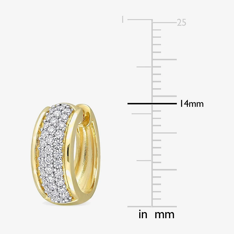 Womens 1/2 CT. T.W. Lab Created White Moissanite 18K Gold Over Silver 14mm Hoop Earrings