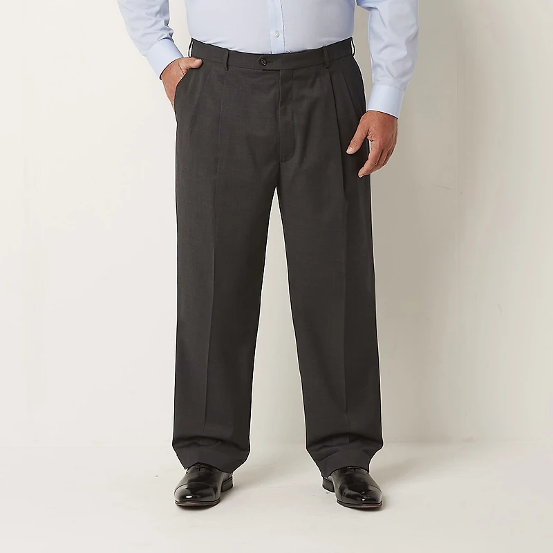 Stafford Coolmax All Season Ecomade Mens Big and Tall Classic Fit Pleated Front Suit Pant