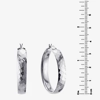 Womens Sterling Silver 35mm Round Hoop Earrings