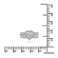 DiamonArt® Womens White Cubic Zirconia Sterling Silver Engagement Ring