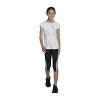adidas Little Girls Round Neck Short Sleeve Regular Fit Graphic T-Shirt