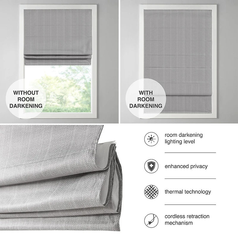 Madison Park Colm Energy Saving Cordless Room Darkening Roman Shade