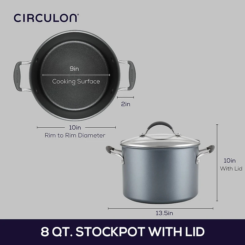 Circulon A1 Series with ScratchDefense 8-qt. Stockpot with Lid