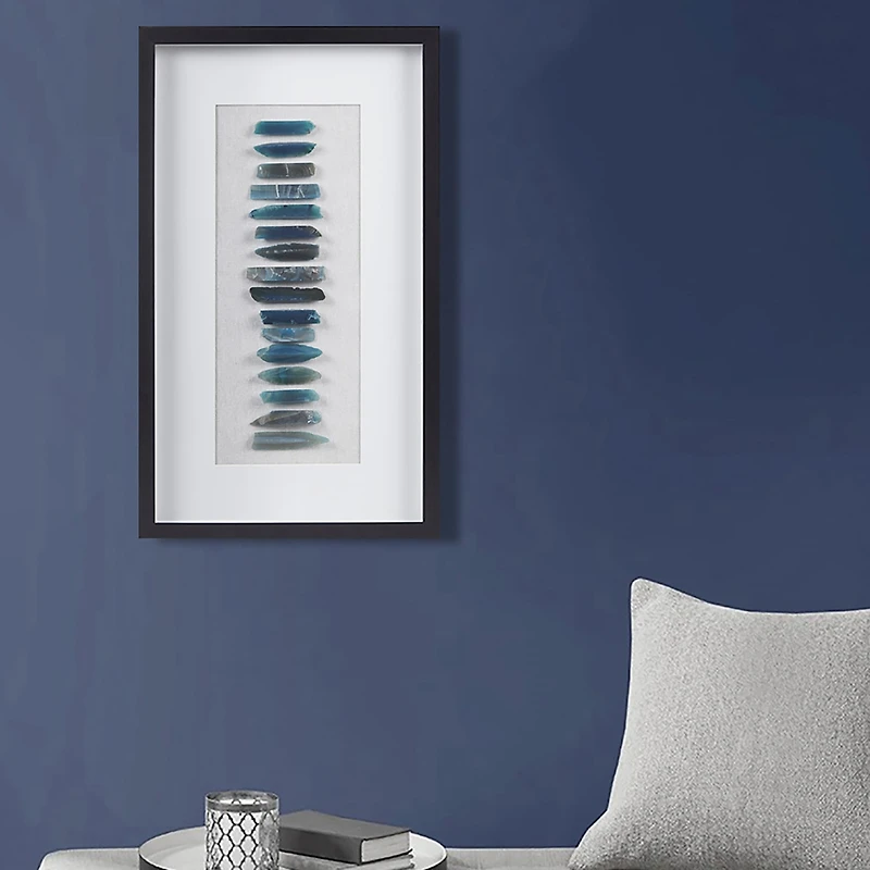 INK+IVY Cerulean Stones Agate Framed Shadow Box Art