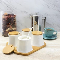 Elama Spice, Jam and Salsa Ceramic Jars with Lids & Serving Spoons