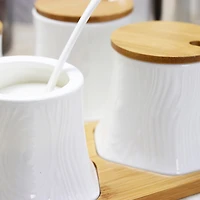 Elama Spice, Jam and Salsa Ceramic Jars with Lids & Serving Spoons