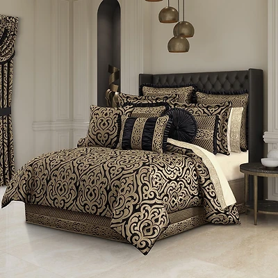 Queen Street Blythe Black & Gold 4-pc. Midweight Embellished Comforter Set