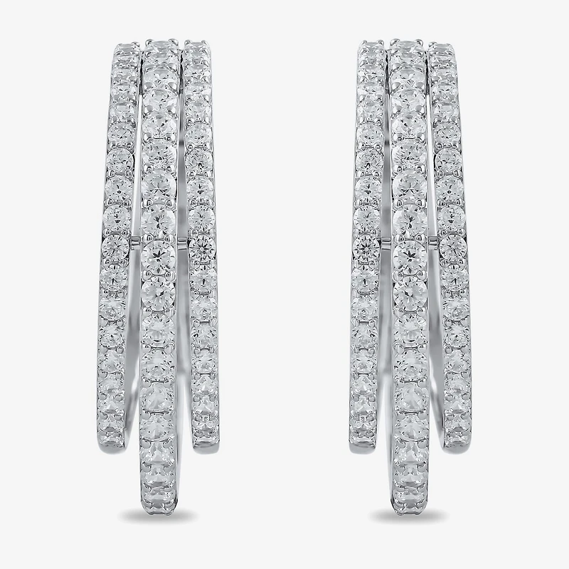 Womens 2 CT. T.W. Lab Grown White Diamond 10K Gold 26.1mm Hoop Earrings