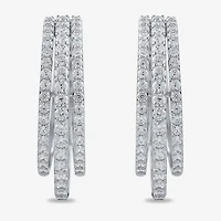 Womens 2 CT. T.W. Lab Grown White Diamond 10K Gold 26.1mm Hoop Earrings